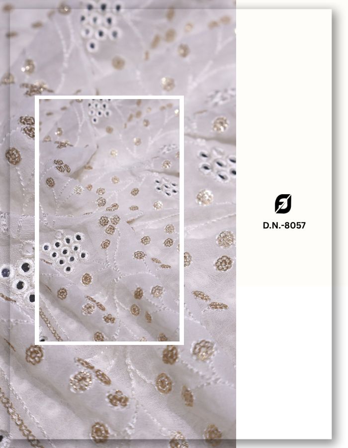 Glitter Mirror Border Lehenga Fabric - 8057