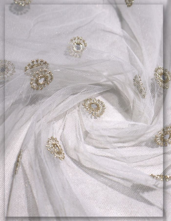 Luxury Mirror Zari Butti Designer Fabric -8580