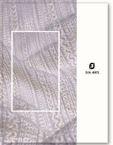 European Stripe Georgette Embroidery Fabric for Designers - 8971
