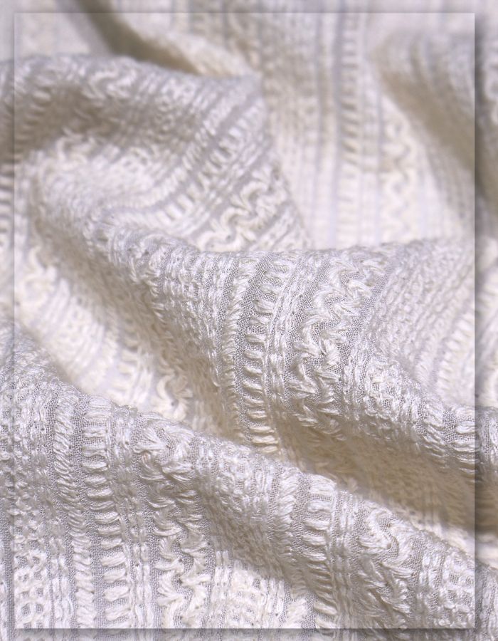 European Stripe Georgette Embroidery Fabric for Designers - 8971