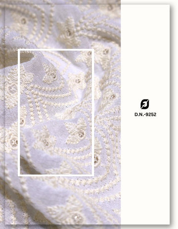 Georgette Scallop Embroidery Fabric for Sherwani Design - 9252