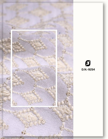Ivory Georgette Embroidery Fabric for Dresses & Sherwani - 9254