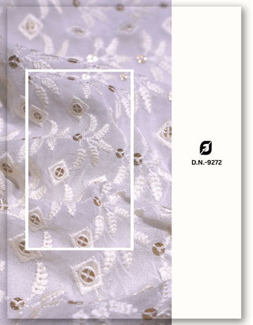 Leaf Design Georgette Embroidery Fabric for Kurti & Dress - 9272