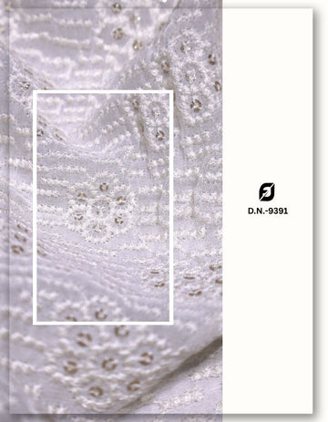 Allover Schiffli Georgette Embroidery Fabric for Dresses - 9391