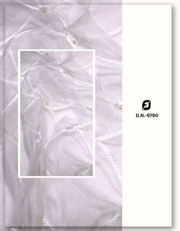 Sheer Organza Lace Embroidery Fabric - 9790