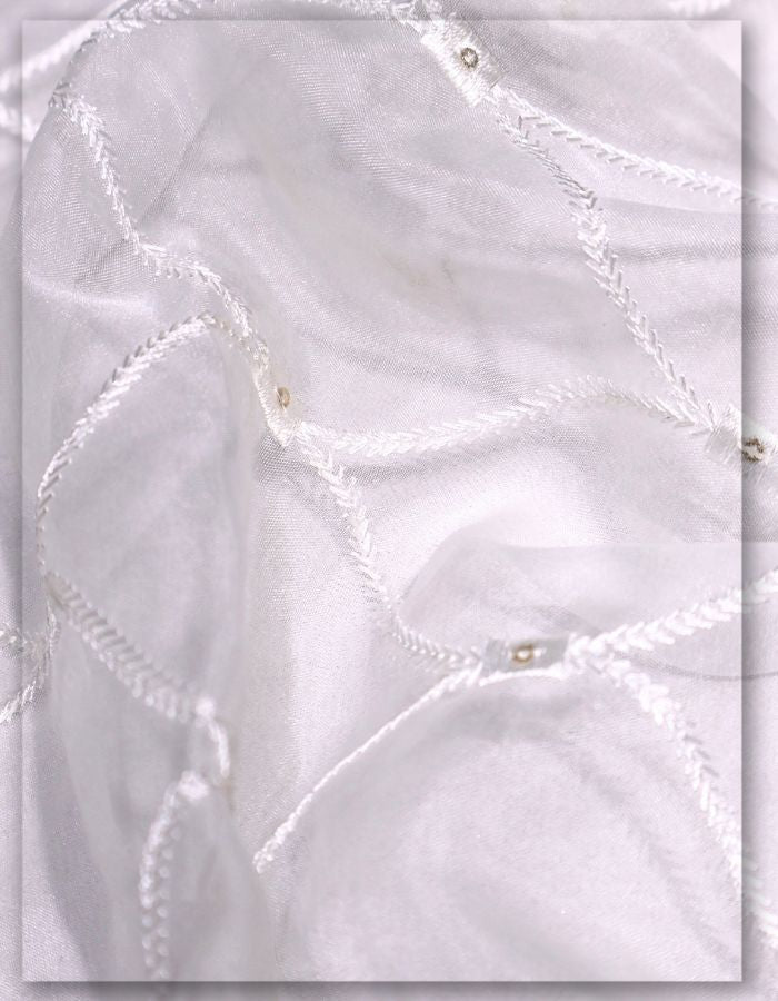 Sheer Organza Lace Embroidery Fabric - 9790