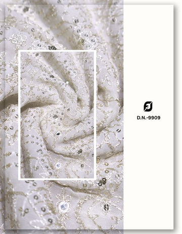 All Over Heavy Floral Coding & Sequin Embroidery Fabric