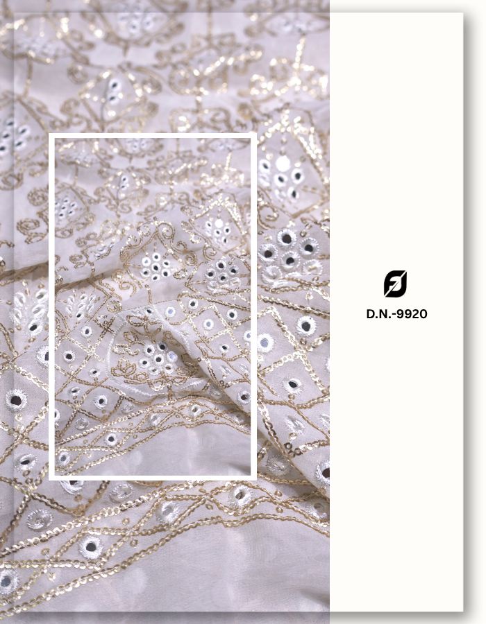 Traditional Geometric Mirror Lehenga Fabric - 9920