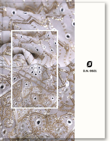 Heavy Gold Sequin & Mirror Work Daman Embroidery Fabric