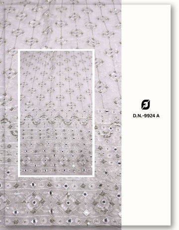 Lucknowi Zari High Border Daman Fabric - 9924 A