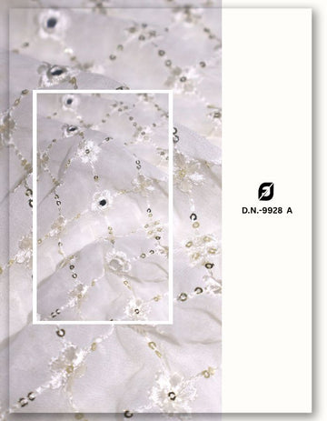 Chikankari Mirror Work Daman Embroidery Fabric - 9928 A