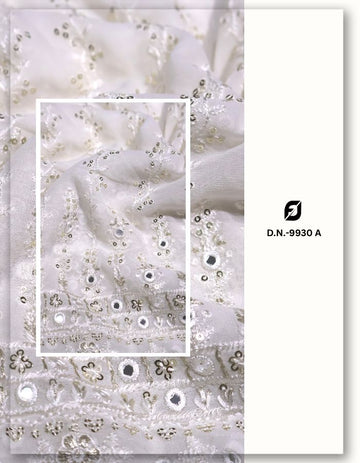 Designer Floral Mirror & Sequin Work Daman Embroidery Fabric