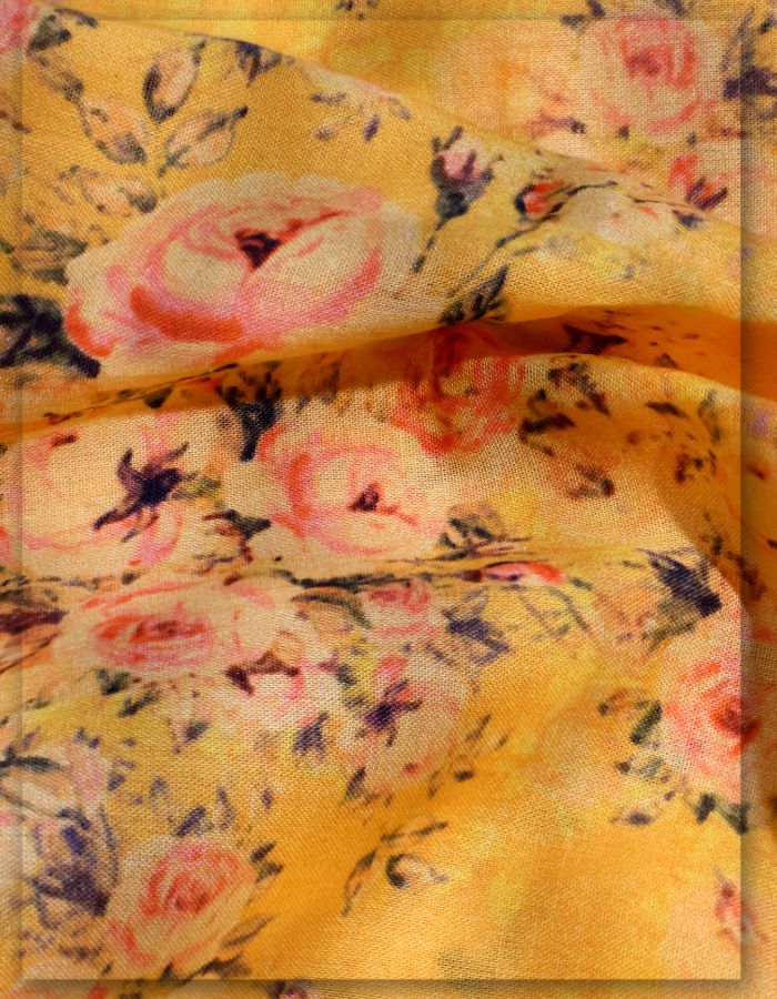 Yellow Floral Printed Cotton by Meter MF123-spao-7750-18480