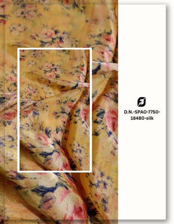 Yellow Floral Print Gaji Silk by Meter MF115-spao-7750-18480