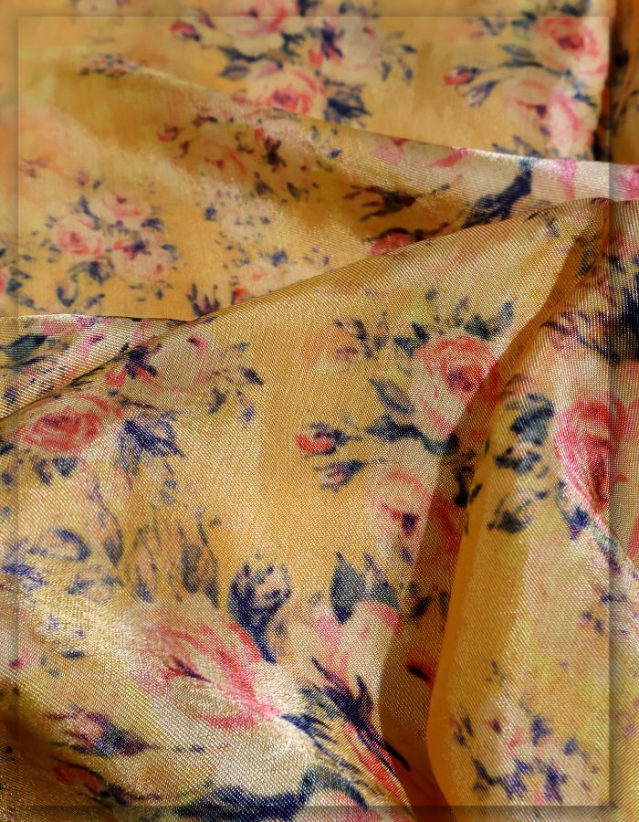 Yellow Floral Print Gaji Silk by Meter MF115-spao-7750-18480