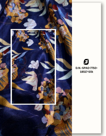 Dark Blue Autumn Floral Print Gaji Silk MF115-spao-7750-18517