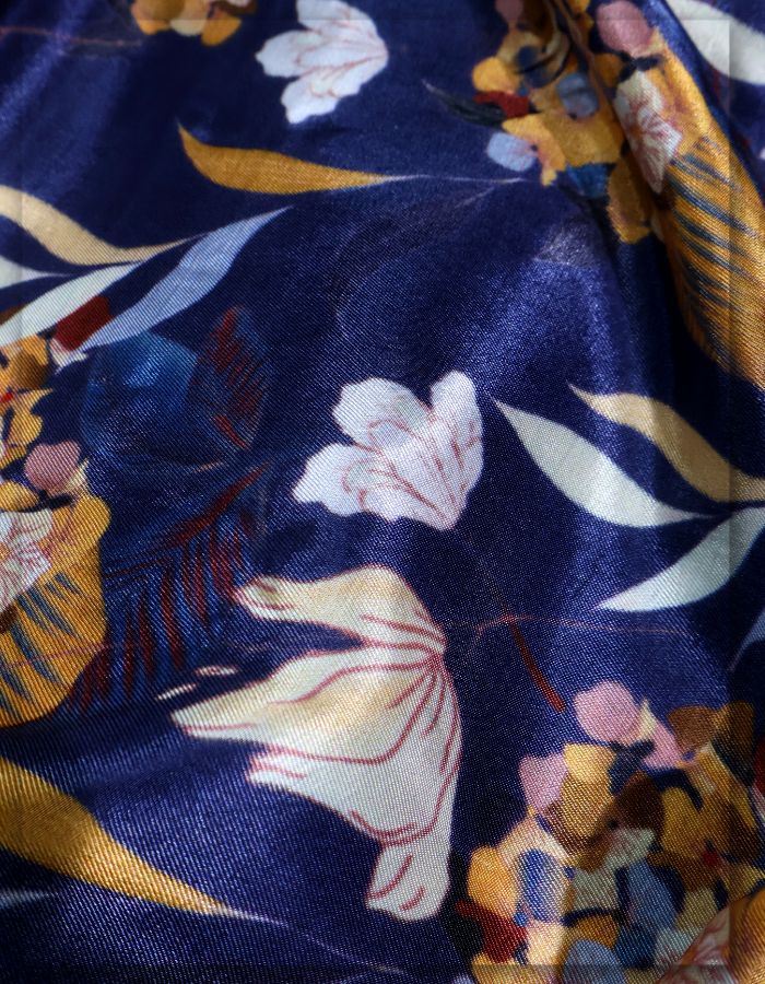 Dark Blue Autumn Floral Print Gaji Silk MF115-spao-7750-18517