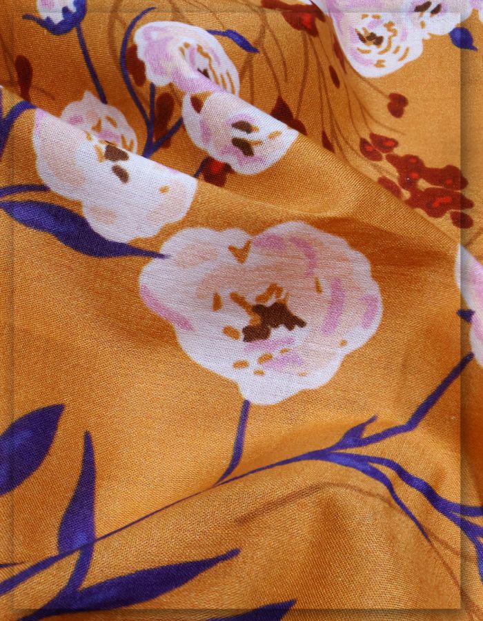 Beige White Blossom Printed Cotton Yard MF123-spao-7750-18524