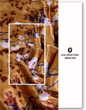 Beige White Blossom Print Gaji Silk Yard MF115-spao-7750-18524