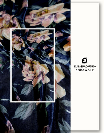 Onyx Black Rose Print Gaji Silk Yard MF115-spao-7750-18863-A