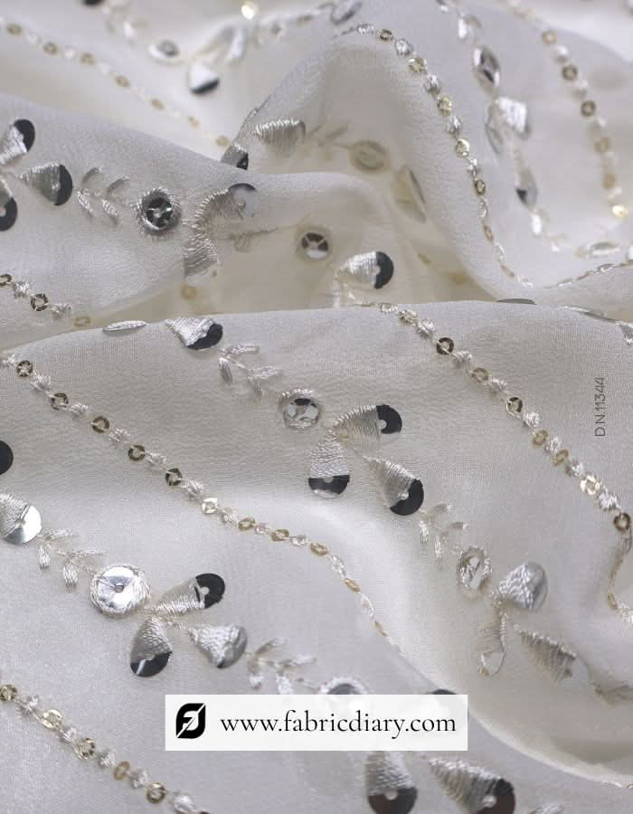 Cross-Lining Sequins Fabric with Viscose Thread Work – #344