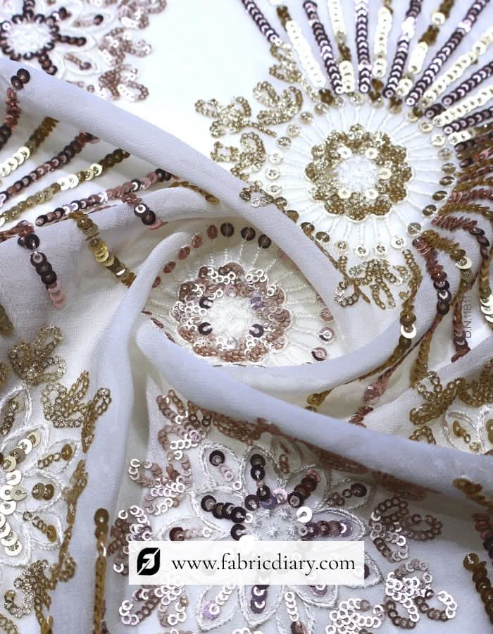 Glamorous designer sequins fabric – prom gowns and lehenga dress material