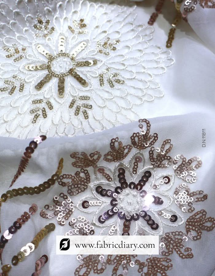 Luxury sequin embroidered fabric – gowns and lehenga material in bulk