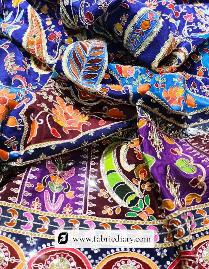 Online fabric embroidery fabric inspired by Rohit Bal and Elie Saab