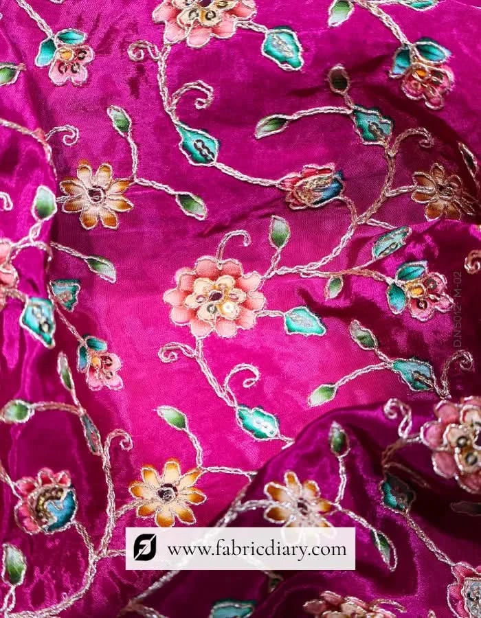 Position print embroidery fabric inspired by Rimple & Harpreet Narula and Michael Kors