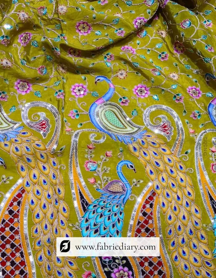  Buy online embroidery fabric inspired by Rohit Bal and Elie Saab