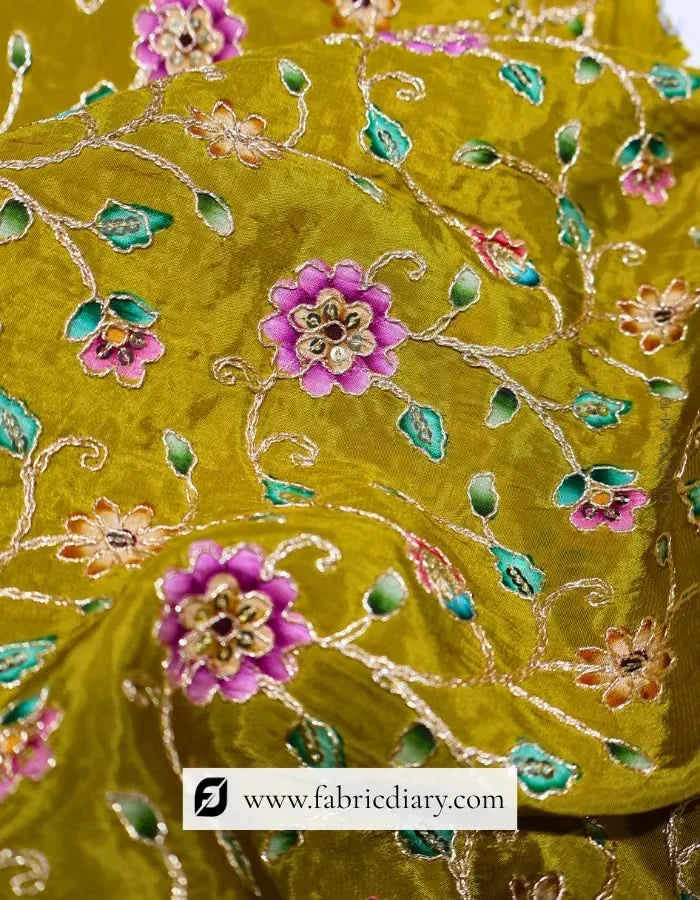  Position print embroidery fabric inspired by Tarun Tahiliani and Karl Lagerfeld