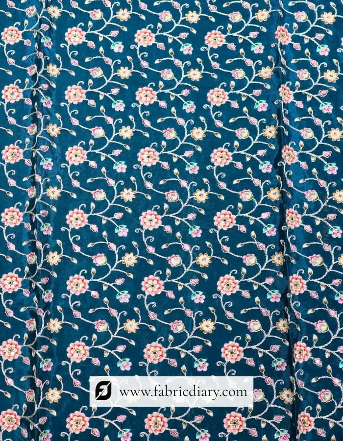 Navy Blue Panel Print Fabric – Position print inspired by Sabyasachi Mukherjee and Karl Lagerfeld