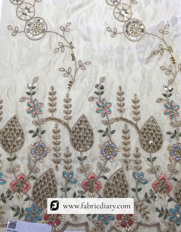 Dyeable Bridal Embellished Lace with Beads, Sequins , Zari & Cording Premium Trim for Wedding Wear #14501