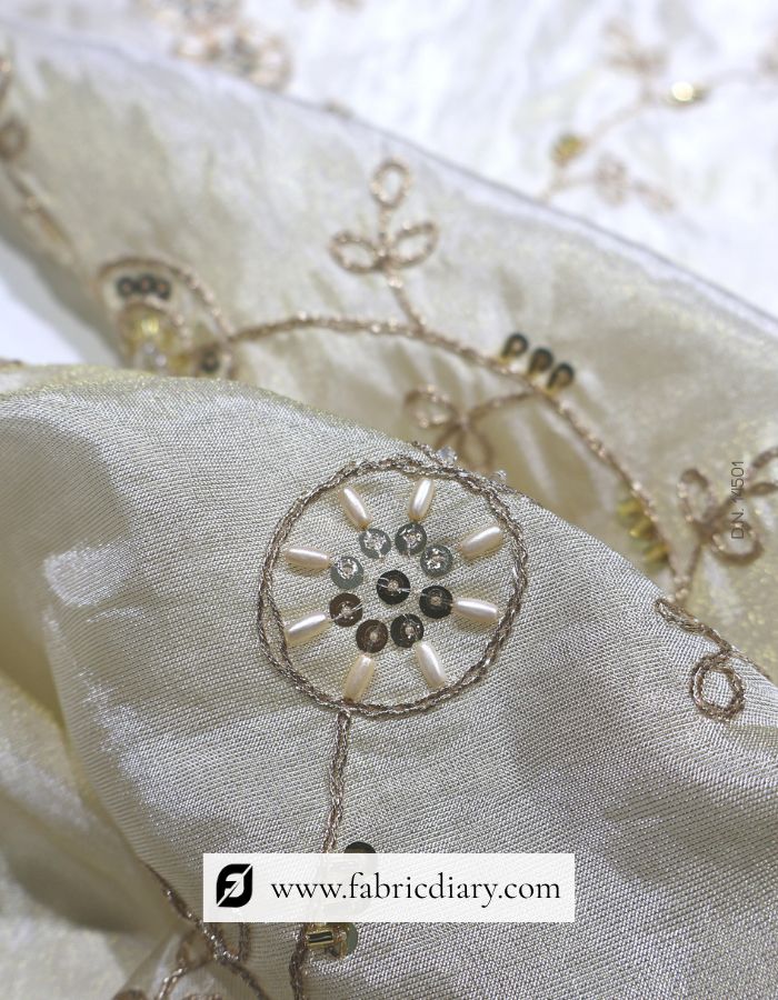 Dyeable bridal lace with sequin and zari detailing