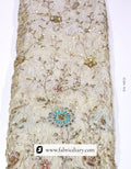 Hand-beaded lace trim with sequins and zari for bridal outfits