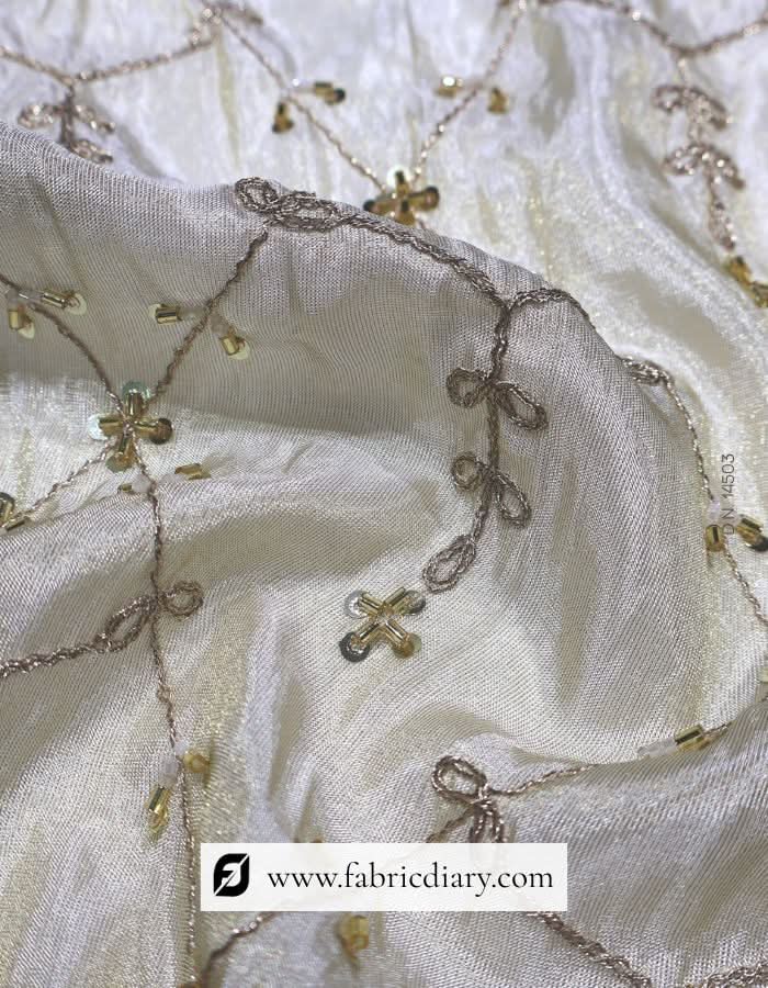 White embroidery lace with beads for Indian ethnic couture
