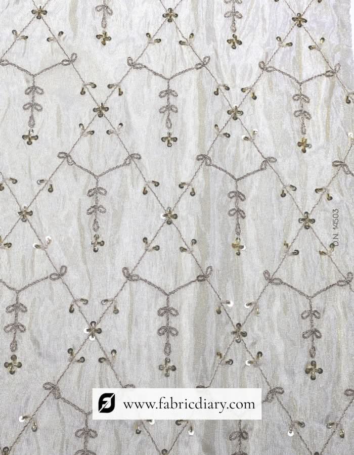 Sequined and zari lace border for wedding dress designers