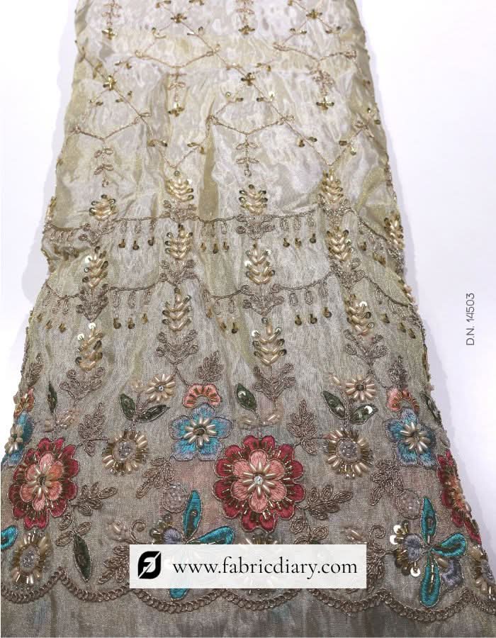 Multicolor beaded embroidery trim for lehenga making