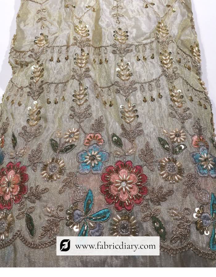 Multicolor beaded embroidery trim for lehenga making