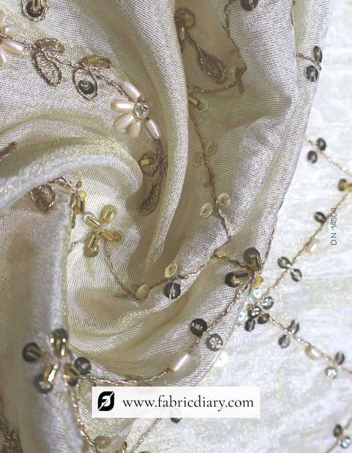 Dyeable lace border with sequins for Anarkali gown