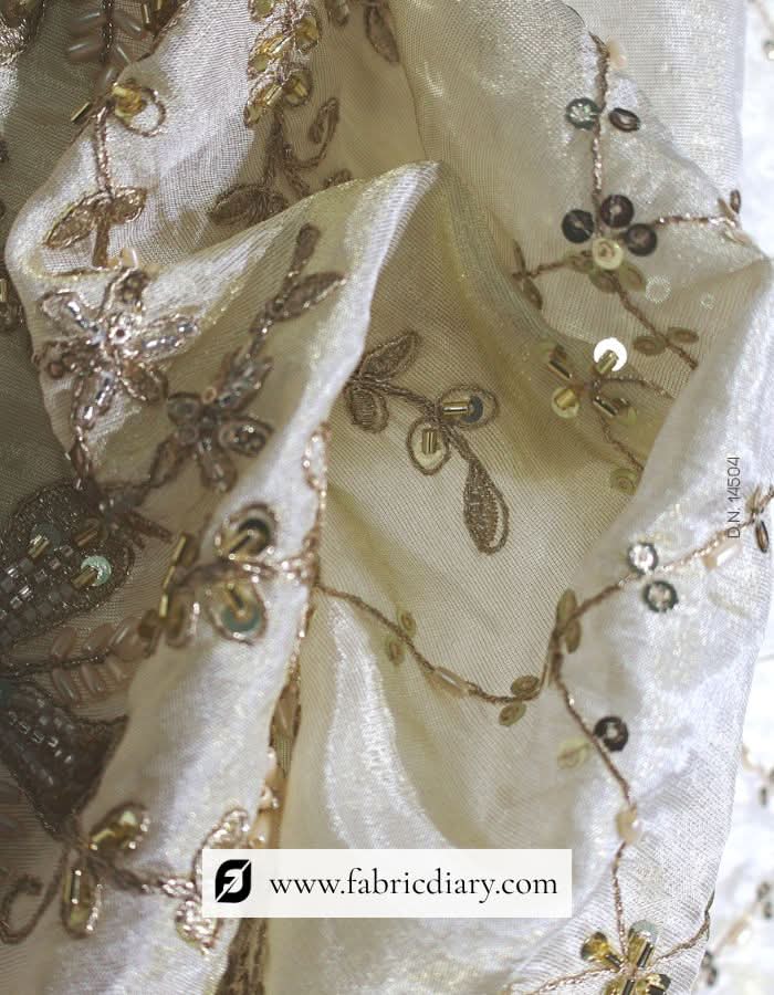Dyeable lace border with sequins for Anarkali gown