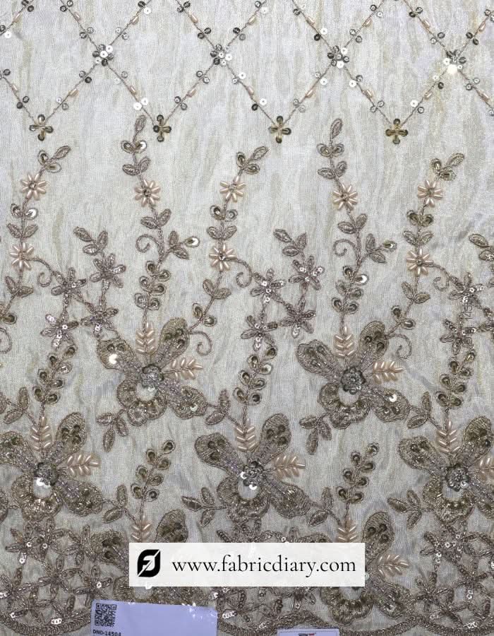 White zari lace with dye option for couture dresses