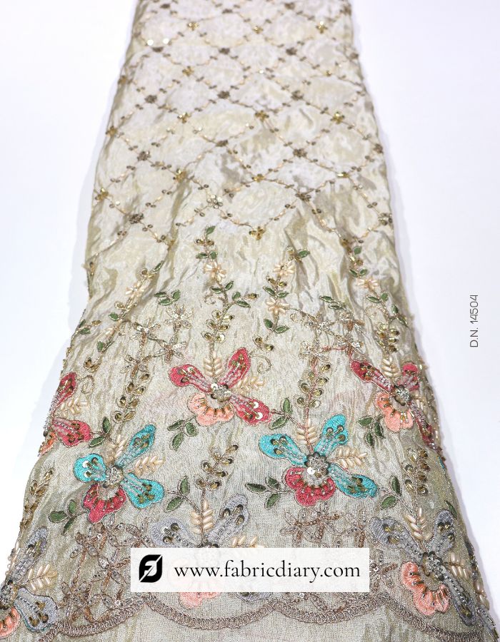 Multicolor embellished lace border with rich beading