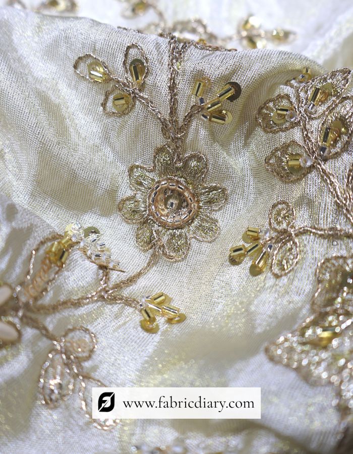 Dyeable embroidery appliqué with beads for gowns