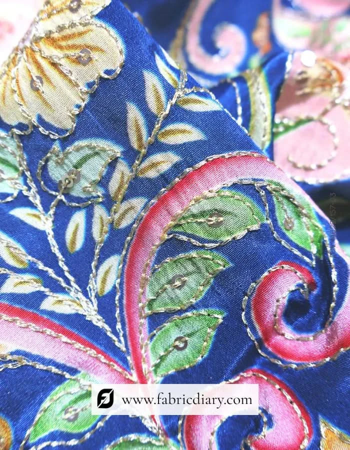 Luxurious floral position fabric layered in 3D folds
