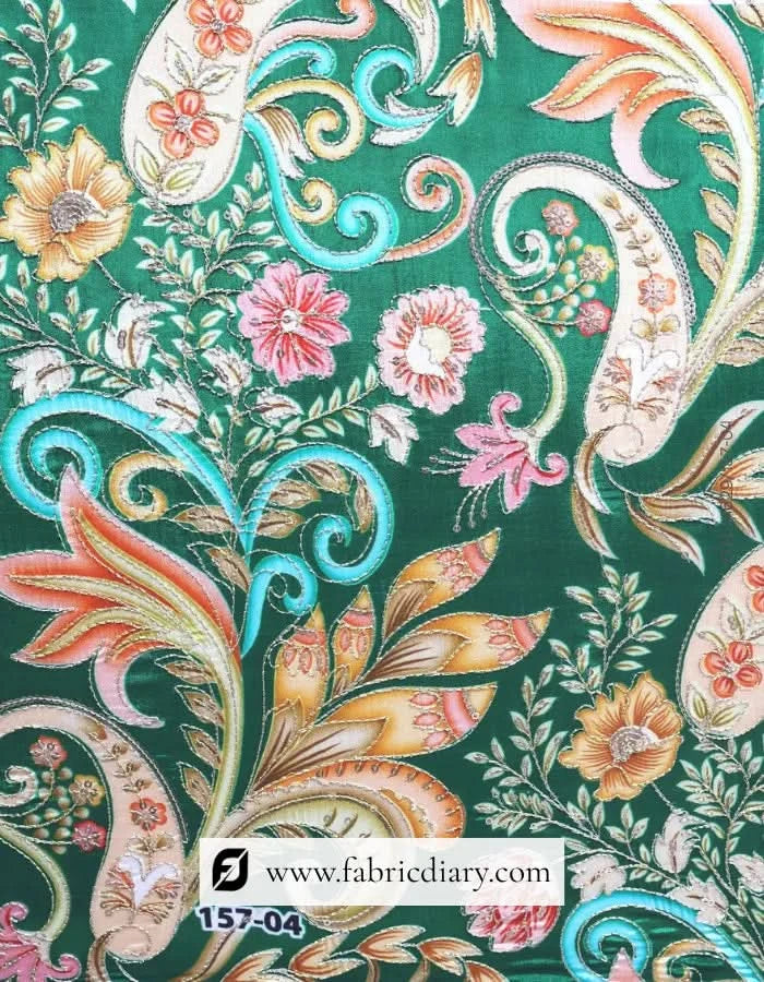 Stocked floral print fabrics with engineered layout