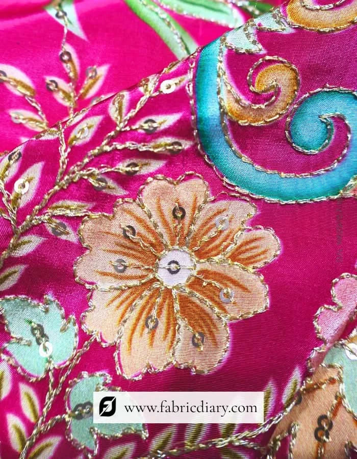 Bulk embroidered position printed fabric for bridal lehengas – USA buyers