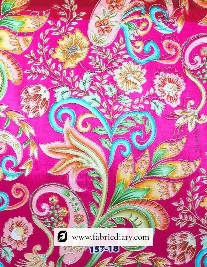 Bulk embroidered position printed fabric for bridal lehengas – USA buyers
