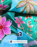 Teal Online fabric, Embroidered textile for export & Bulk embroidery fabric India