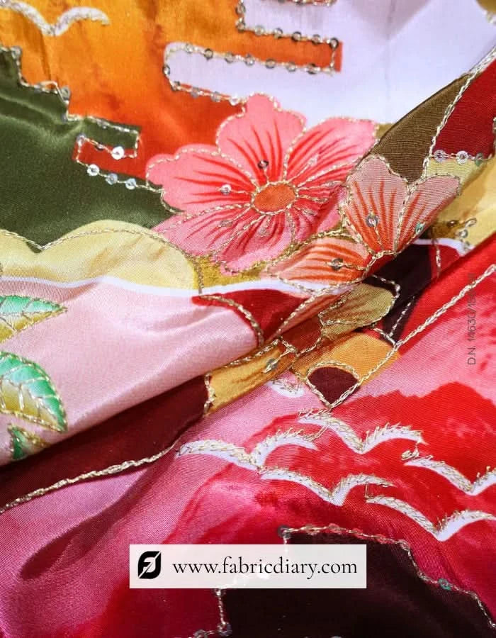 Orange Placement Print Fabric UK for Dresses